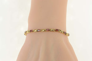 14K 4.00 Ctw Marquise Garnet Classic Tennis Bracelet 7.75" Yellow Gold