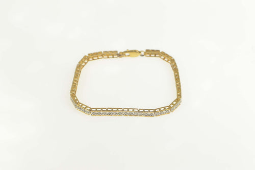 10K Diamond Classic Squared Bar Link Tennis Bracelet 6.75