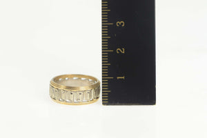 14K Retro Two Tone Geometric Wedding Band Ring Size 6 Yellow Gold