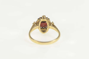 14K Victorian Cushion Garnet Diamond Engagement Ring Size 6 Yellow Gold