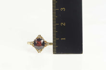 Load image into Gallery viewer, 14K Victorian Cushion Garnet Diamond Engagement Ring Size 6 Yellow Gold