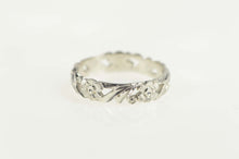 Load image into Gallery viewer, 14K 1940&#39;s Floral Vine Pattern Wedding Band Ring Size 7 White Gold