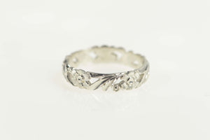 14K 1940's Floral Vine Pattern Wedding Band Ring Size 7 White Gold