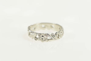 14K 1940's Floral Vine Pattern Wedding Band Ring Size 7 White Gold