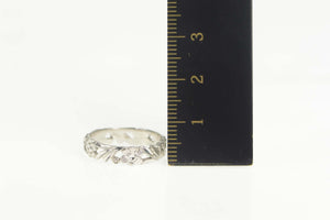 14K 1940's Floral Vine Pattern Wedding Band Ring Size 7 White Gold
