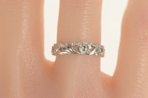 14K 1940's Floral Vine Pattern Wedding Band Ring Size 7 White Gold
