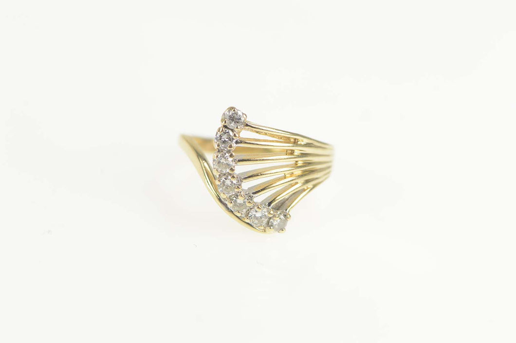 14K 0.21 Ctw Diamond Fanned Wave Statement Ring Size 4 Yellow Gold