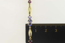 Load image into Gallery viewer, 14K Pink Topaz Amethyst Iolite Oval Link Tennis Bracelet 7&quot; Yellow Gold