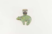 Load image into Gallery viewer, Sterling Silver Cathy Webster Turquoise Opal Heartline Bear Pendant