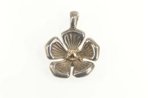 Sterling Silver Two Tone Flower Blossom Statement Pendant