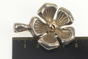 Sterling Silver Two Tone Flower Blossom Statement Pendant