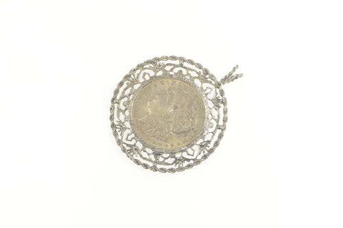 Sterling Silver 1921 Morgan Dollar Liberty Coin Medallion Pendant