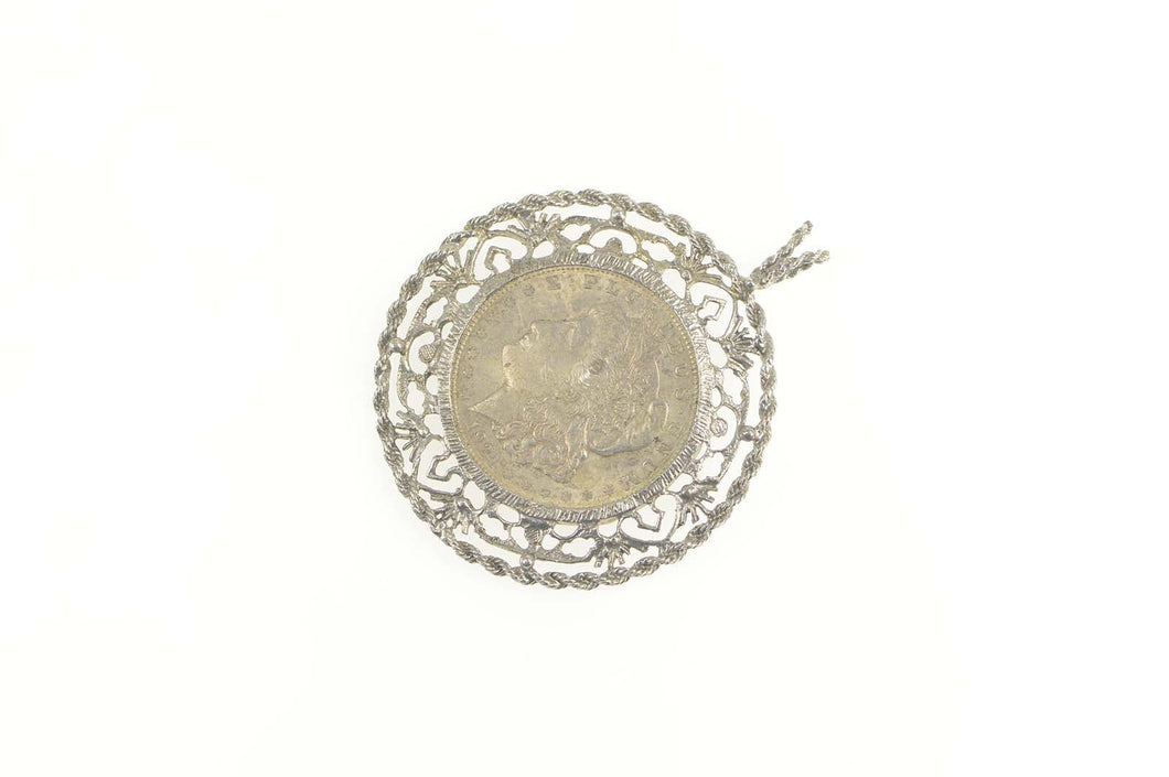 Sterling Silver 1921 Morgan Dollar Liberty Coin Medallion Pendant
