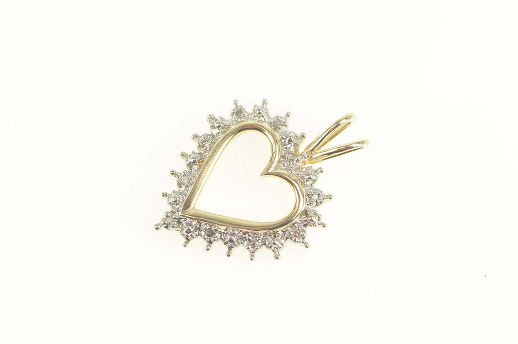 10K Diamond Heart Love Symbol Classic Pendant Yellow Gold