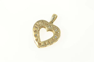 10K Sapphire Diamond Heart I Love You Message Pendant Yellow Gold