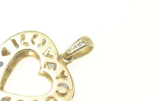 Load image into Gallery viewer, 10K Sapphire Diamond Heart I Love You Message Pendant Yellow Gold