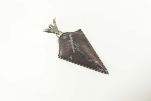 Sterling Silver Brown Agate Arrowhead Native American Pendant