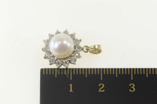 Load image into Gallery viewer, 10K Pearl Diamond Halo Classic Statement Pendant Yellow Gold