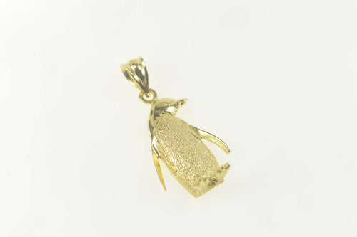 14K Emperor Penguin Polar Arctic Animal Pendant Yellow Gold