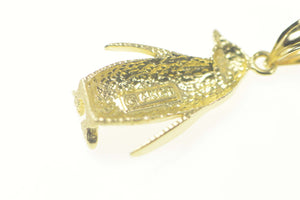 14K Emperor Penguin Polar Arctic Animal Pendant Yellow Gold