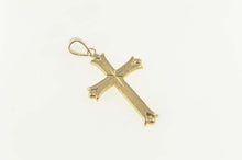 Load image into Gallery viewer, 14K Classic Grooved Cross Christian Faith Pendant Yellow Gold