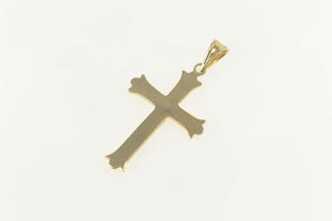 14K Classic Grooved Cross Christian Faith Pendant Yellow Gold