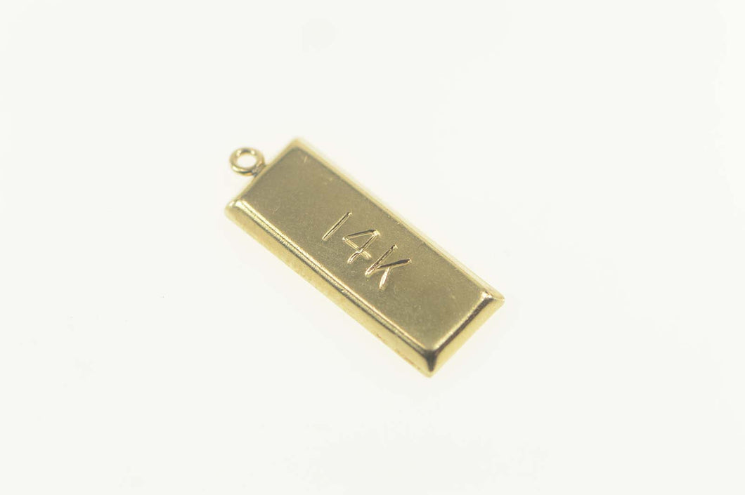 14K Solid Bar Ingot 14K Square Stamped Charm/Pendant Yellow Gold