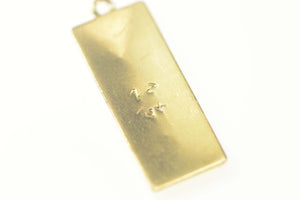 14K Solid Bar Ingot 14K Square Stamped Charm/Pendant Yellow Gold