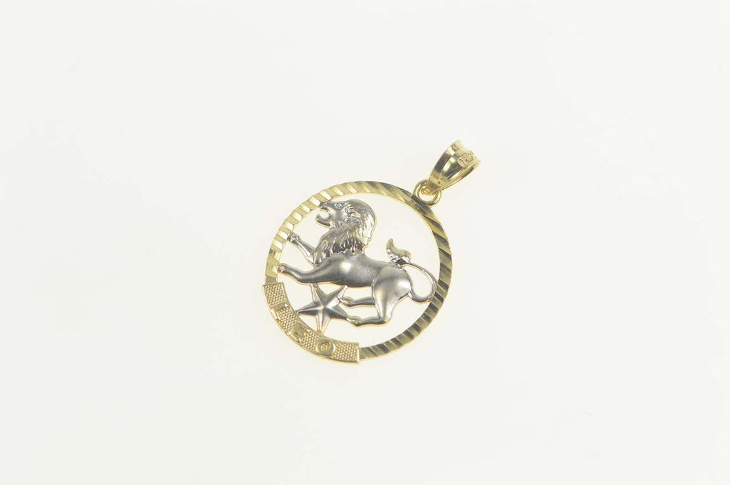 10K Two Tone Leo Astrology Zodiac Star Sign Pendant Yellow Gold