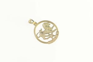 10K Two Tone Leo Astrology Zodiac Star Sign Pendant Yellow Gold