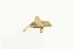 14K 3D Sea Lion Manatee Marine Mammal Animal Pendant Yellow Gold