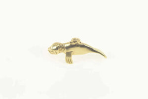 14K 3D Sea Lion Manatee Marine Mammal Animal Pendant Yellow Gold