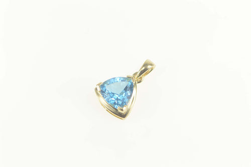 10K Trillion Blue Topaz Solitaire Classic Statement Pendant Yellow Gold