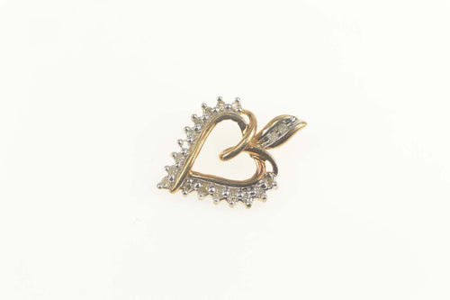 10K Classic Diamond Heart Love Symbol Pendant Yellow Gold