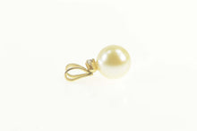 Load image into Gallery viewer, 14K Simple Pearl Diamond Accent Classic Pendant Yellow Gold