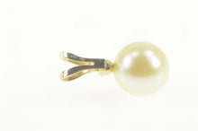 Load image into Gallery viewer, 14K Simple Pearl Diamond Accent Classic Pendant Yellow Gold