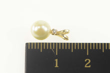 Load image into Gallery viewer, 14K Simple Pearl Diamond Accent Classic Pendant Yellow Gold