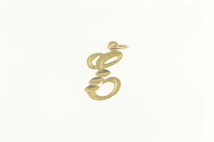 14K E Cursive Monogram Diamond Cut Name Charm/Pendant Yellow Gold