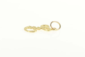 14K E Cursive Monogram Diamond Cut Name Charm/Pendant Yellow Gold