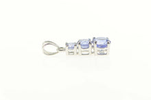 Load image into Gallery viewer, 10K Tiered Round Tanzanite Classic Statement Pendant White Gold