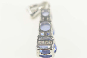 10K Tiered Round Tanzanite Classic Statement Pendant White Gold