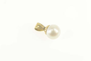 14K 7.3mm Pearl Classic Simple Pendant Yellow Gold