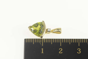 10K Trillion Peridot Diamond Accent Classic Pendant Yellow Gold