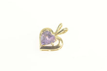 Load image into Gallery viewer, 14K Heart Amethyst Solitaire Classic Simple Pendant Yellow Gold