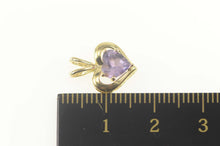 Load image into Gallery viewer, 14K Heart Amethyst Solitaire Classic Simple Pendant Yellow Gold