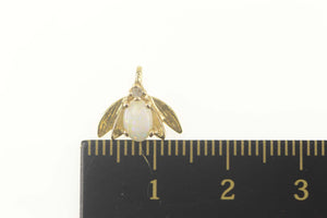 14K Opal Diamond Accent Bee Beetle Bug Fly Pendant Yellow Gold