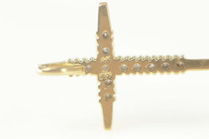 14K Classic Diamond Cross Christian Faith Pendant Yellow Gold