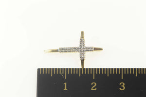 14K Classic Diamond Cross Christian Faith Pendant Yellow Gold