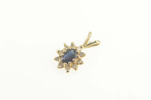 Load image into Gallery viewer, 14K Oval Sapphire Diamond Halo Statement Pendant Yellow Gold