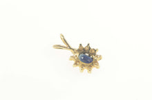 Load image into Gallery viewer, 14K Oval Sapphire Diamond Halo Statement Pendant Yellow Gold